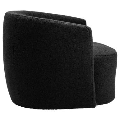 Montreal Black Boucle Effect Curved Lounge Chair With Swivel Base