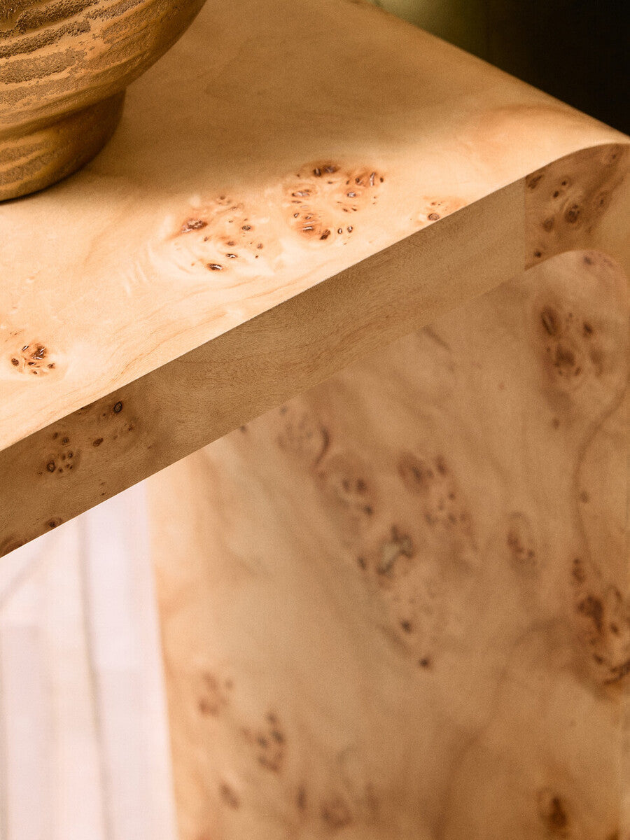Mota Natural Wood Effect Curved Side Table