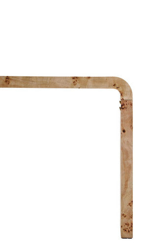 Natural Burl Wood Curved Console Table with Smooth Curved Edges, Mota