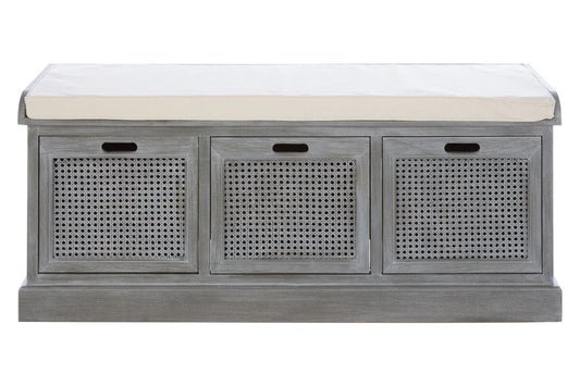 Heritage Grey Three Drawer Storage Bench with Cushion
