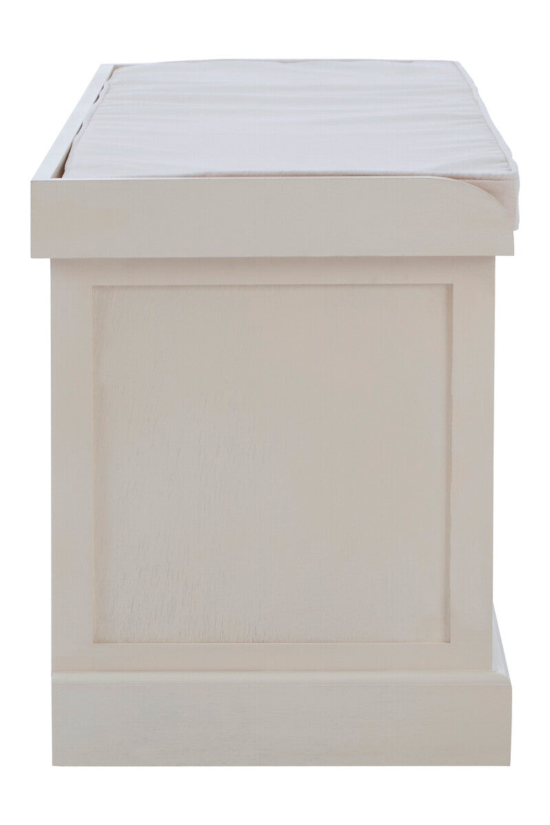 Heritage Antique White Three Drawer Storage Bench with Cushion