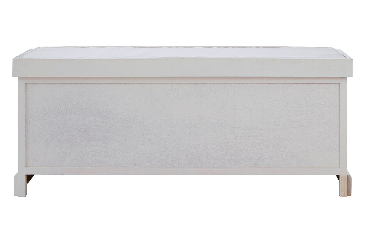 Heritage Antique White Three Drawer Storage Bench with Cushion