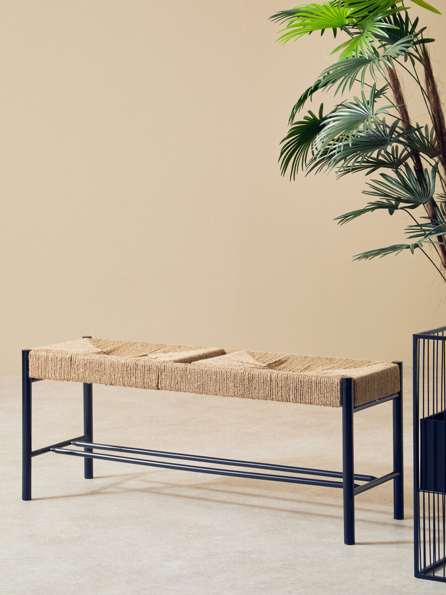 Bandar Natural Rope and Black Wood Bench