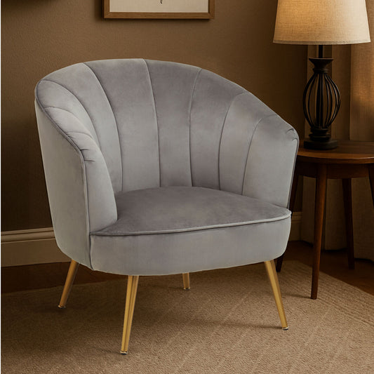 Yolanda Grey Velvet Chair