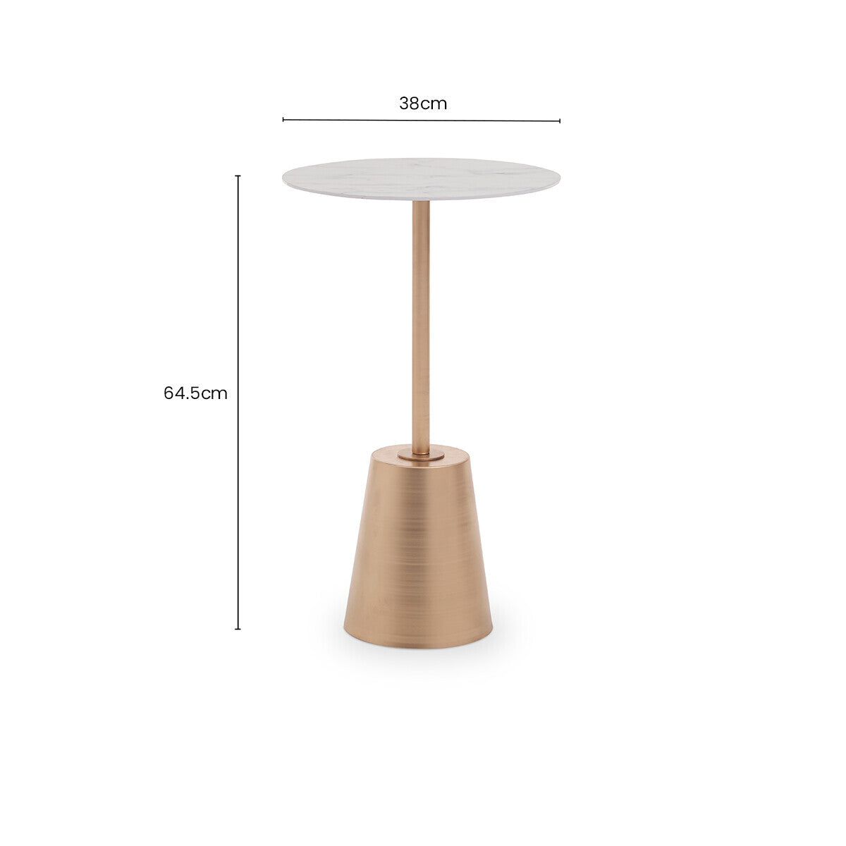 White Marble Effect Top Side Table with Gold Metal Base, Avola