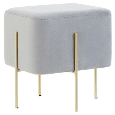Hayes Square Grey Velvet Stool