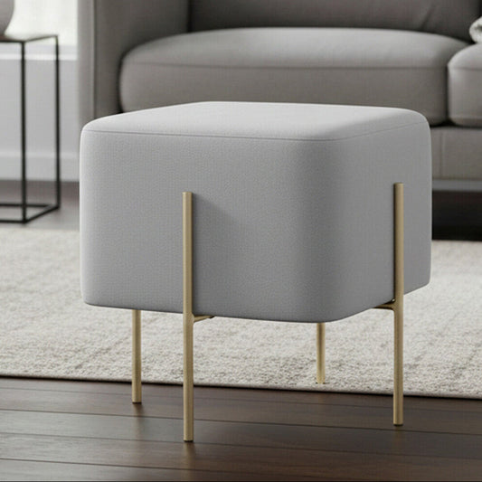 Hayes Square Grey Velvet Stool