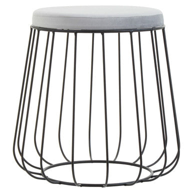 Hayes Grey Velvet  Stool with Black Frame