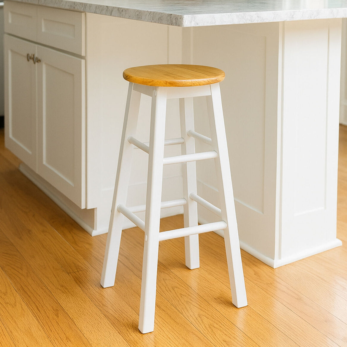 Chester White and Natural Wooden Kitchen or Bar Stool