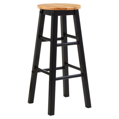 Black and Natural Wood Kitchen or Bar Stool | Chester