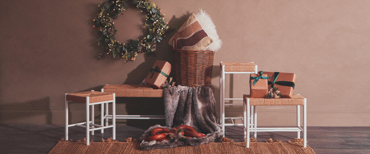 Bandar Small Natural Rope and White Wood Bench