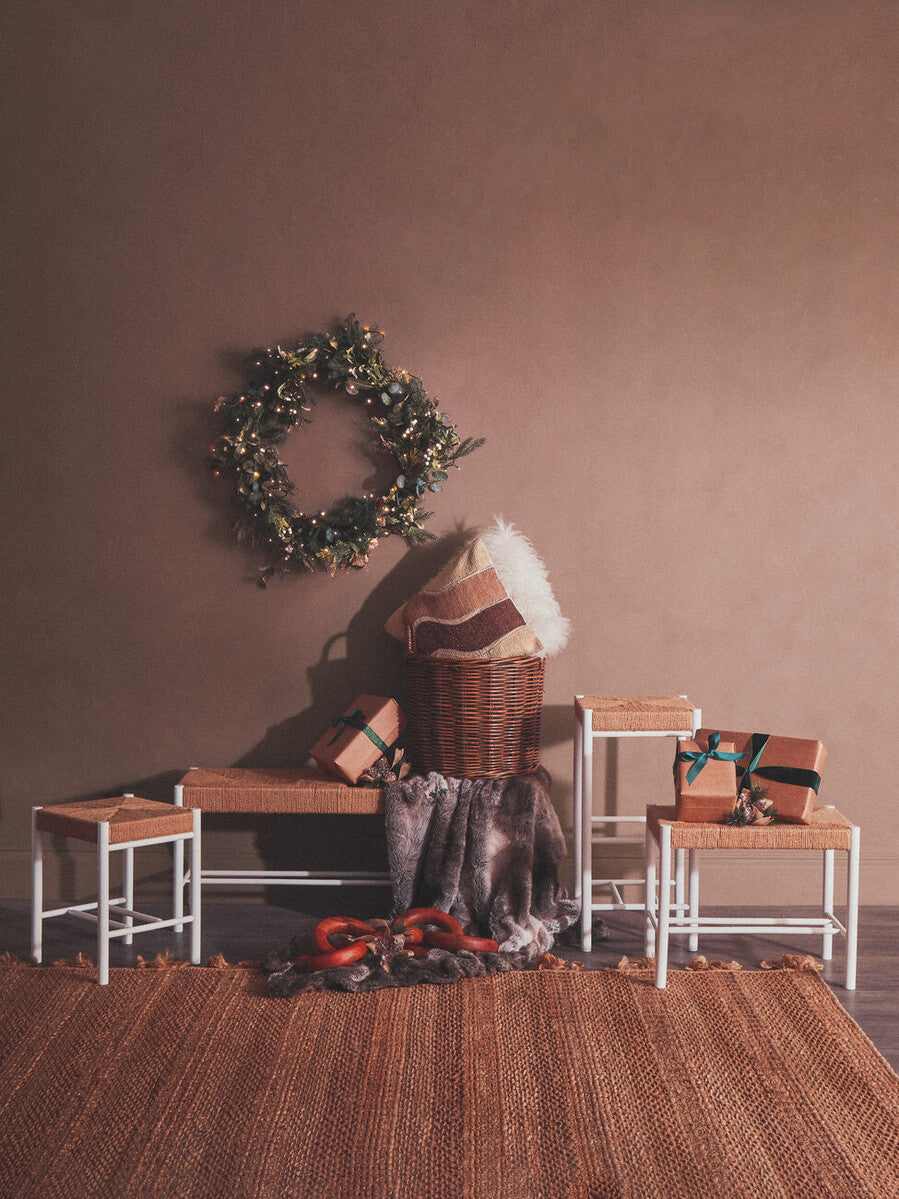 Bandar Small Natural Rope and White Wood Bench