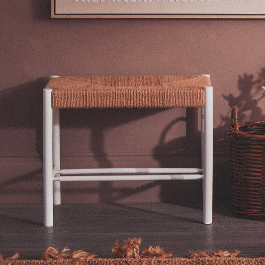 Bandar Small Natural Rope and White Wood Bench