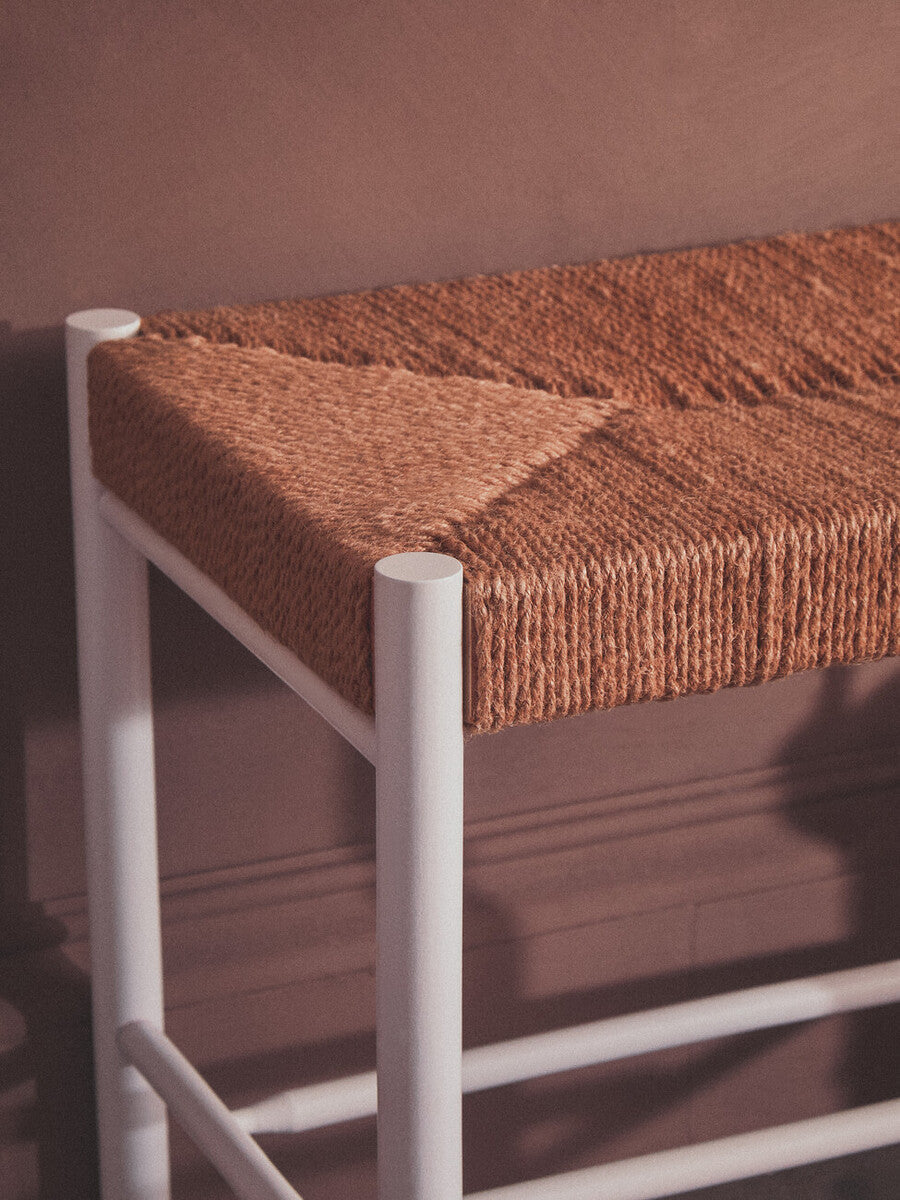 Bandar Small Natural Rope and White Wood Bench