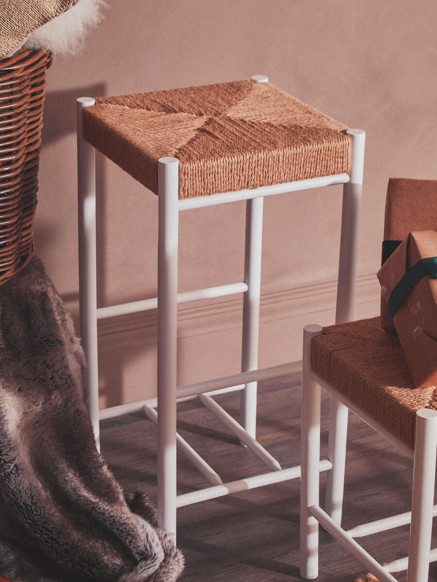 Bandar Natural Rope and White Bar Stool