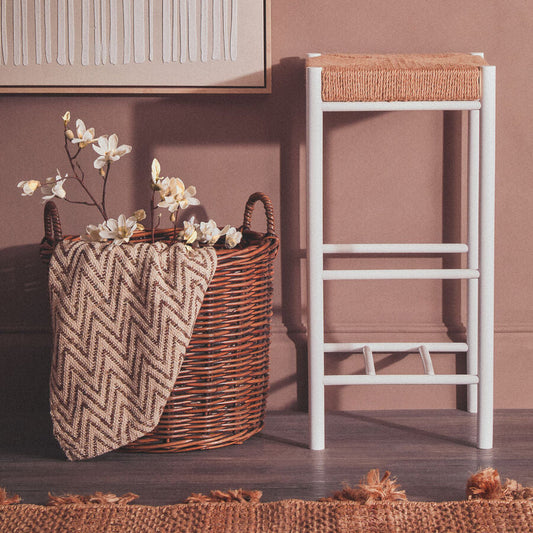 Bandar Natural Rope and White Bar Stool