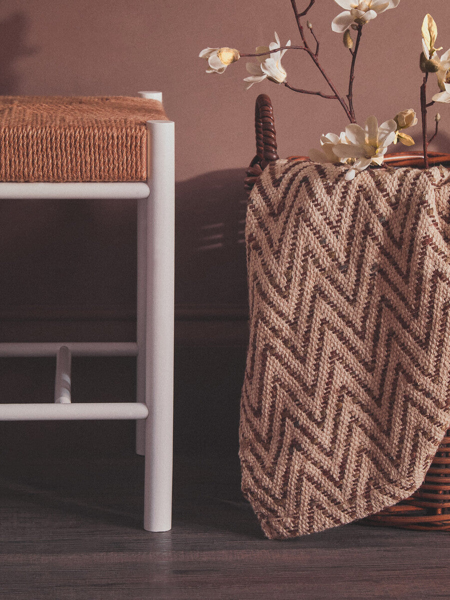 Natural Rope and White Wood Stool | Bandar