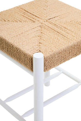 Natural Rope and White Wood Stool | Bandar