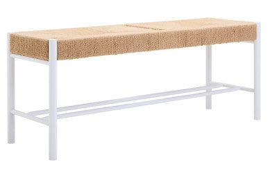 Bandar Large Natural Rope and White Wood Bench