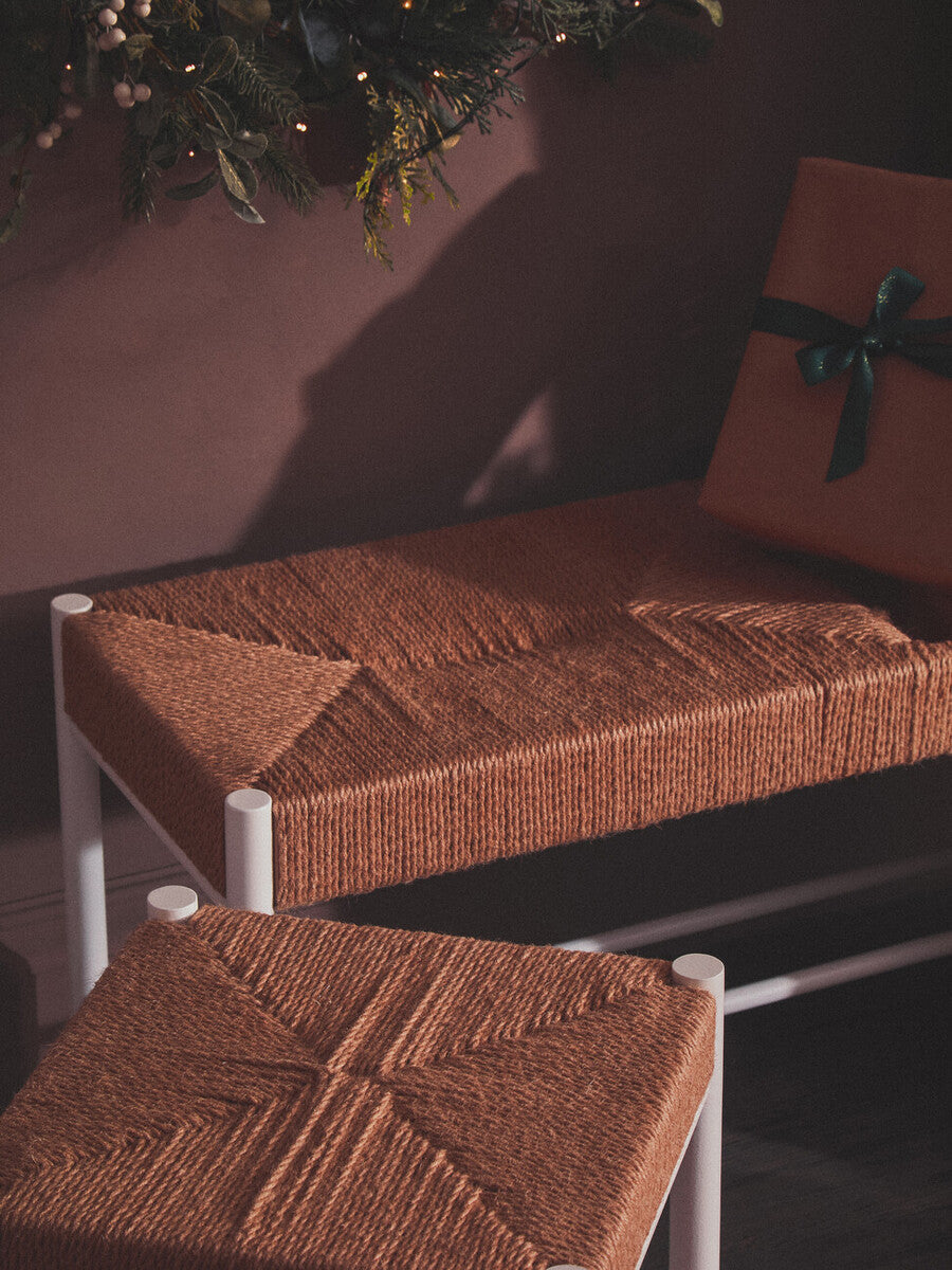 Bandar Large Natural Rope and White Wood Bench