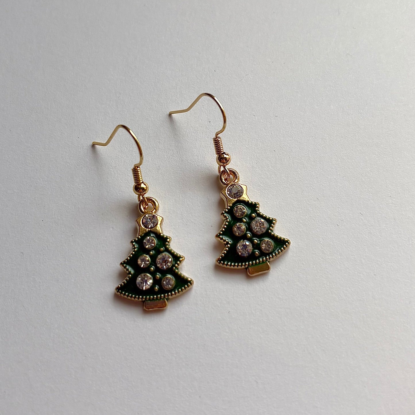 Festive green Christmas tree  earrings