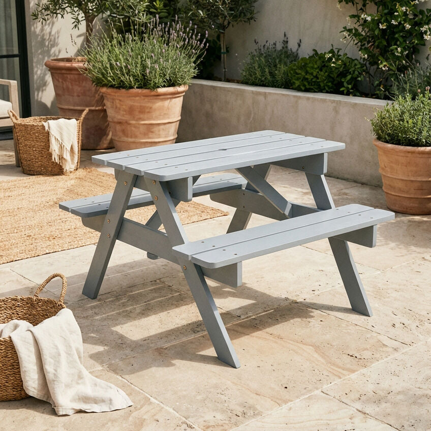Brighton Grey Finish Wood Kids Picnic Bench