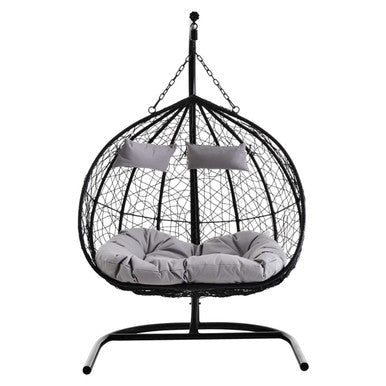 Black Rattan Effect Double Hanging Chair | Goa