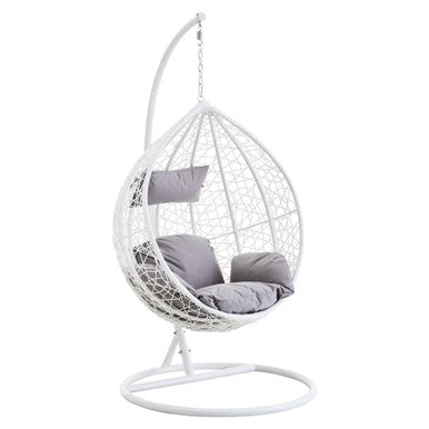 Goa White Rattan Effect Hanging Chair