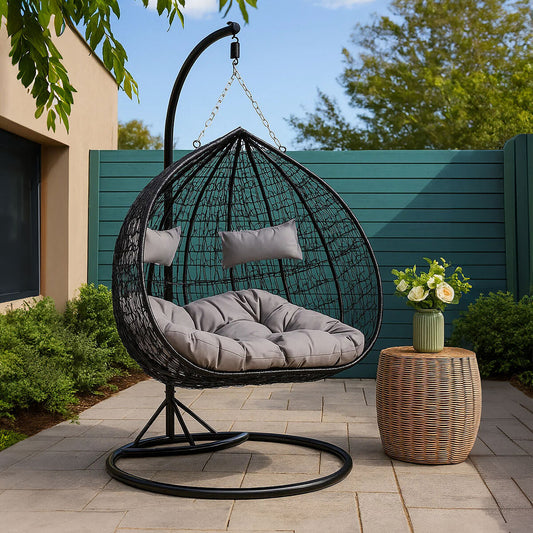 Goa Double Black Hanging Chair With Round Base