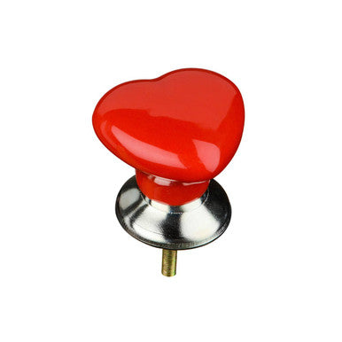 Set Of 4 Heart Shape Red Ceramic Drawer Knobs