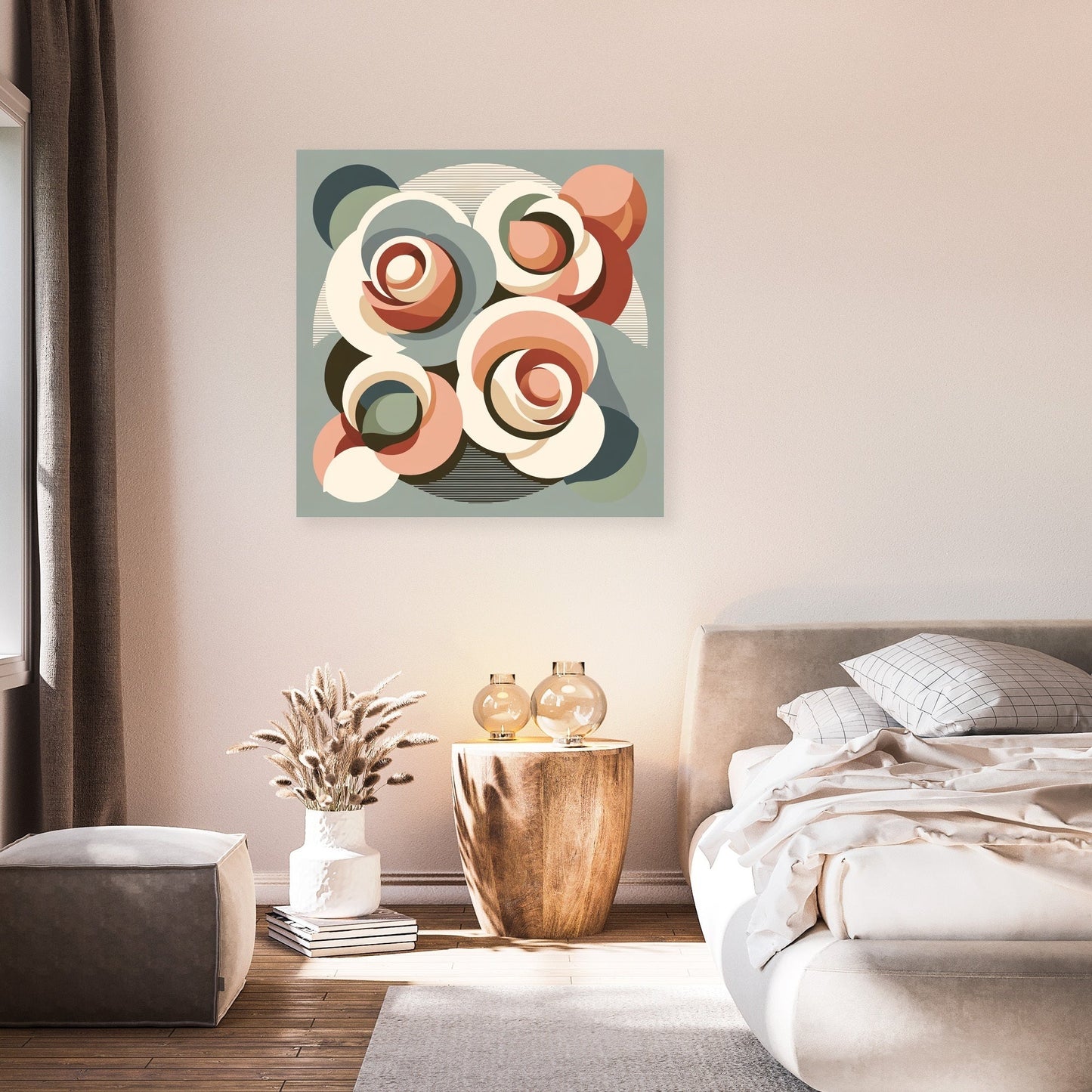 Mid-Century Modern Rose Symphony Canvas