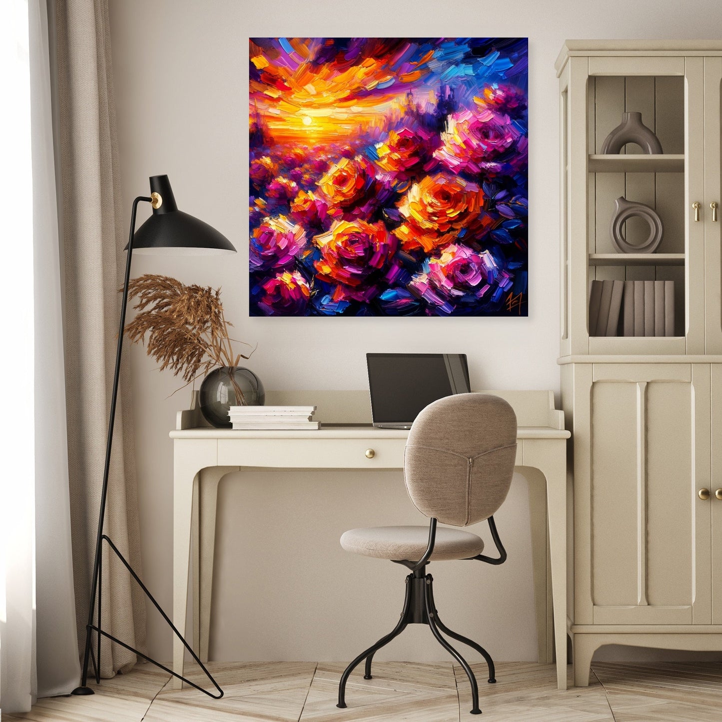 Post-Impressionist Rose Twilight Canvas