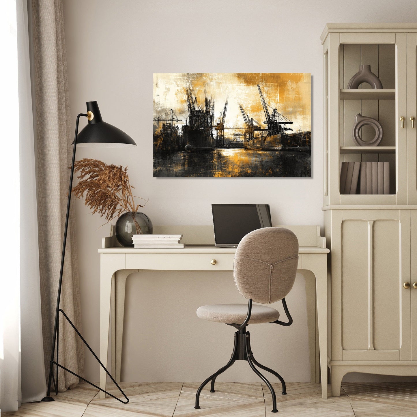 Shipyard Silhouette Canvas