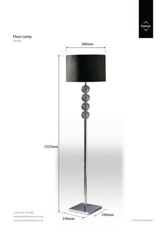 Mistro Black Suede Effect Shade Floor Lamp