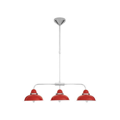 Red and Chrome 3 Light Pendant Light | Jasper