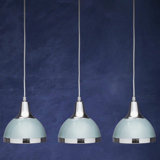Vermont Three Shutter Blue and Chrome Shade Pendant Light