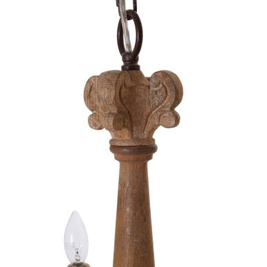 5 Arm Oak Wood Chandelier | Paxton