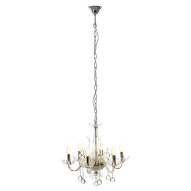 Murano 6 Bulb Clear Crystal Chandelier