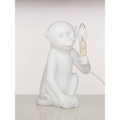 White Finish Monkey Lamp | Boho