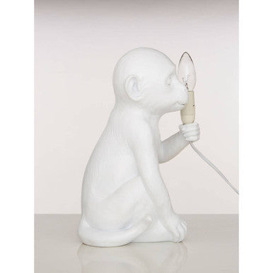 White Finish Monkey Lamp | Boho
