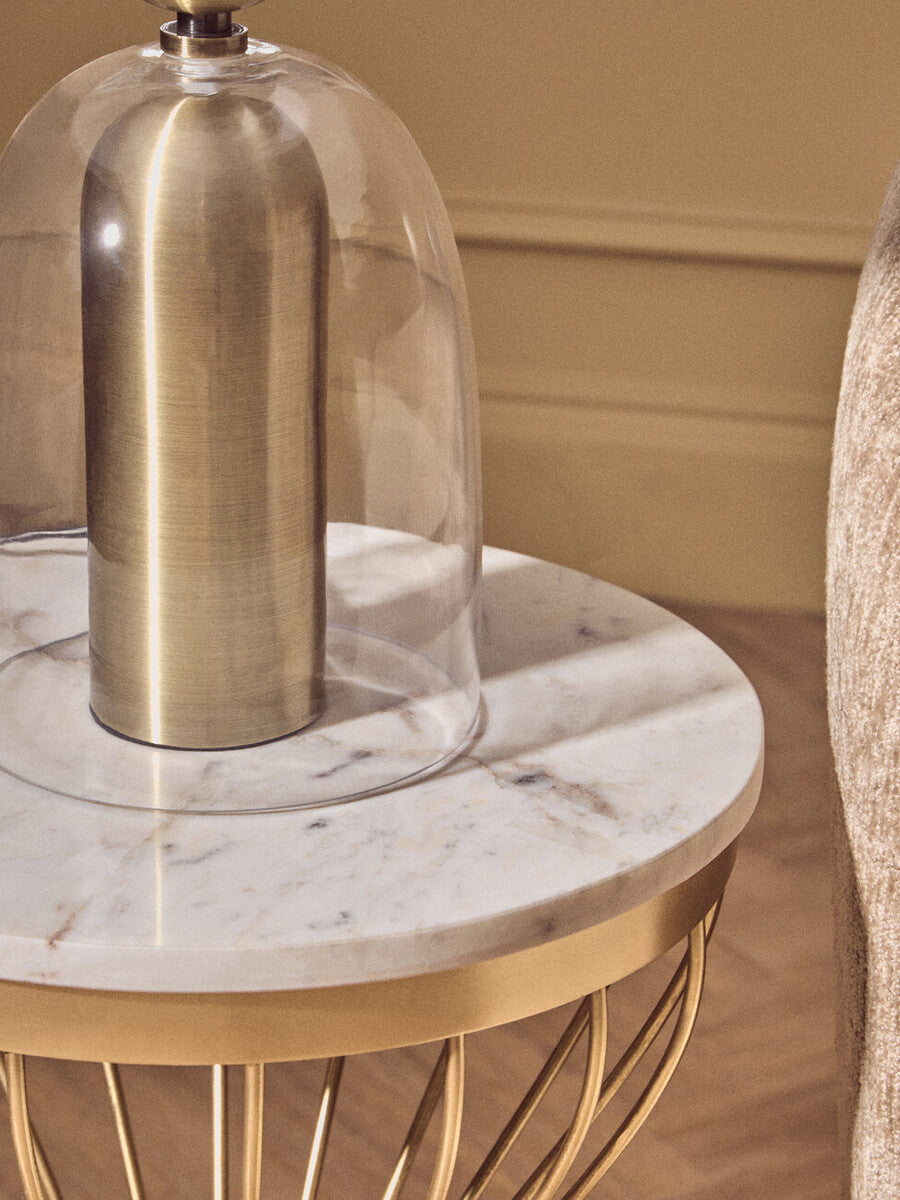 Sellis Clear Glass And Brass Finish Metal Table Lamp