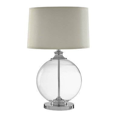 Small Round Glass Table Lamp  Ivory Silk Shade | Edna
