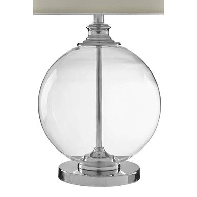 Small Round Glass Table Lamp  Ivory Silk Shade | Edna