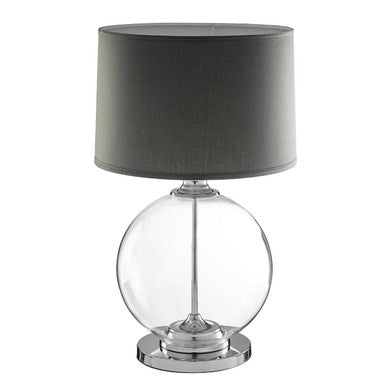 Glass Table Lamp with Grey Linen Shade | Edna