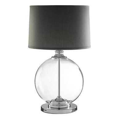 Glass Table Lamp with Grey Linen Shade | Edna