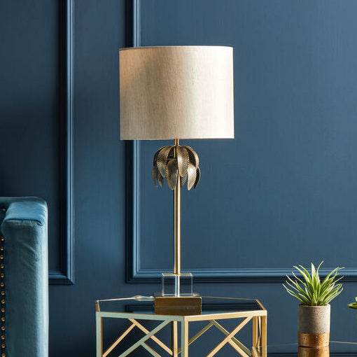 Herta Antique Brass Palm Tree Design Table Lamp