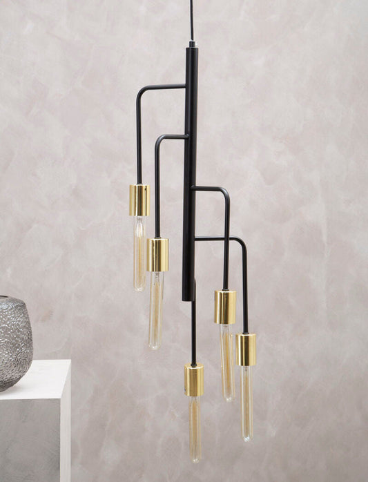 Lagona 5 Bulb Gold And Black Pendant Light