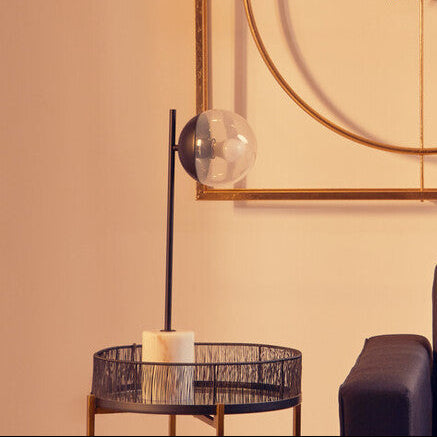 Revive Black Finish Metal Table Lamp with Marble Base