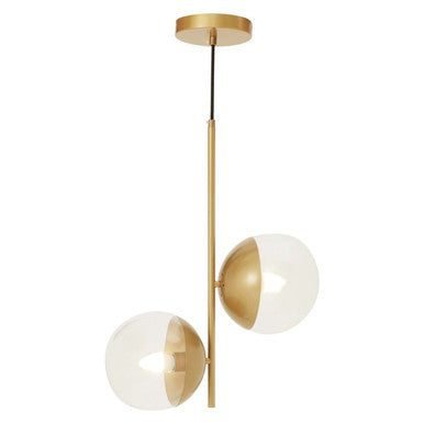 Revive Gold Finish Pendant Light With Two Glass Shades