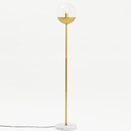 Revive Gold Finish Metal Floor Lamp with White Marble Base